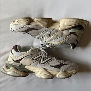 New Balance 9060 Beige and Dark Brown Sneakers
